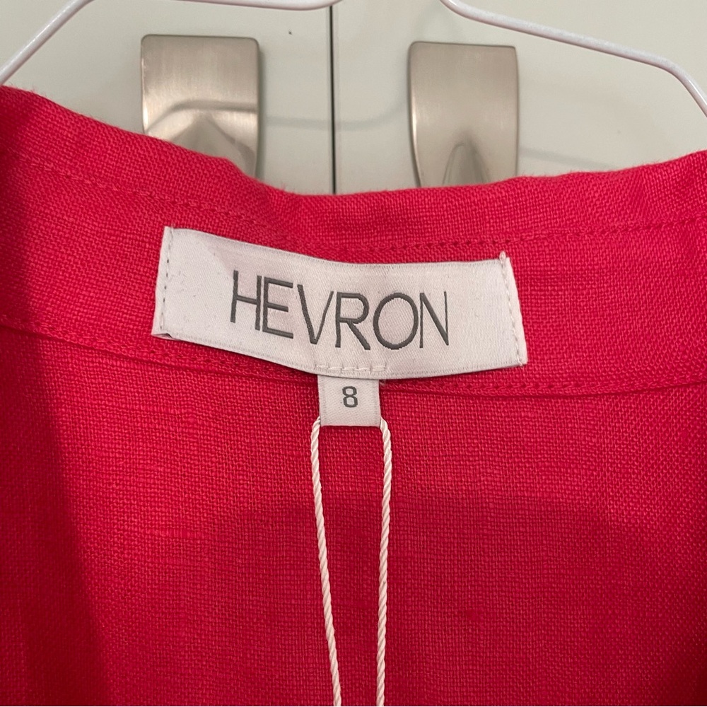 Red Midi Shirt Dress with Front Slits - Picture 4 of 11
